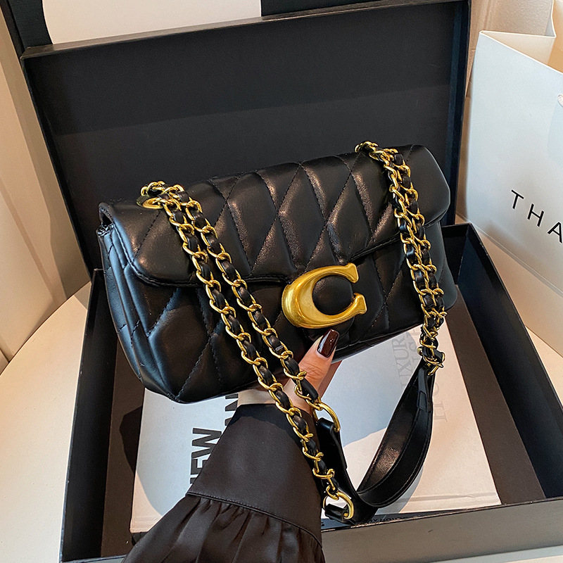 Luxury Quilted Bags - Damen Gesteppte Leder-Schultertasche Luxus C-Logo Goldkette