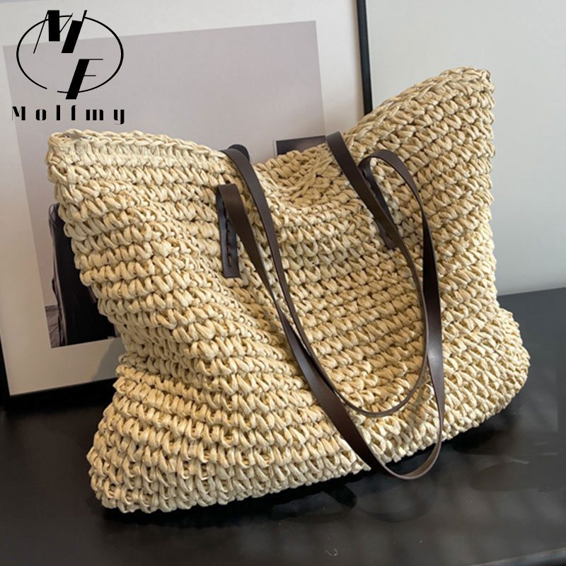 Luxury Bags Reseller - Strohgewebte Tragetaschen, lässig, groß, Luxus-Design, Kapazität,