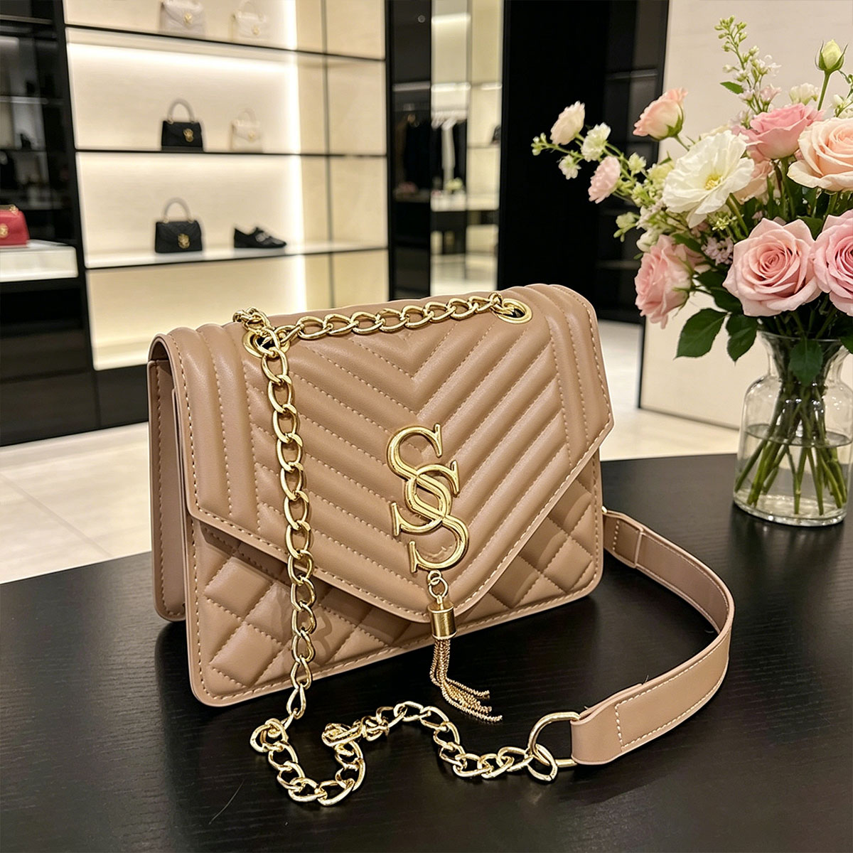 Luxury Quilted Bags - Leichte, luxuriöse, elegante, argyle-gequiltete kleine quadratische
