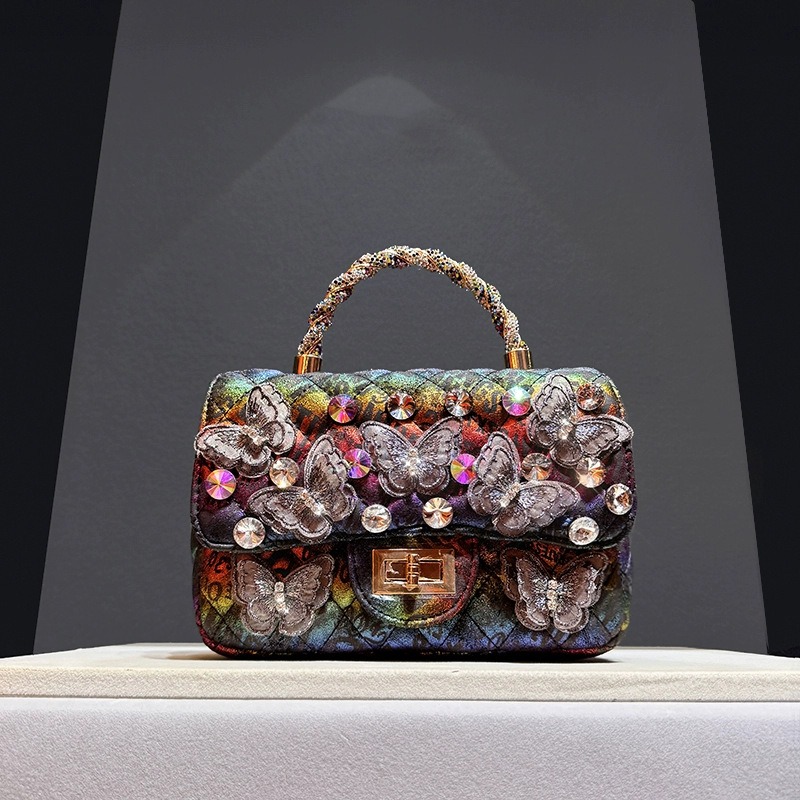 Luxury Bags Trend 2025 - 2025, Damen-Handtasche, Retro-Mode, Luxus-Designer, Strass, Schmetterling,