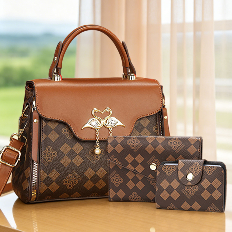 Luxury Bags Casual - 3-teiliges Damen-Taschenset, leicht luxuriöse bedruckte Damen-Umhängetasche,