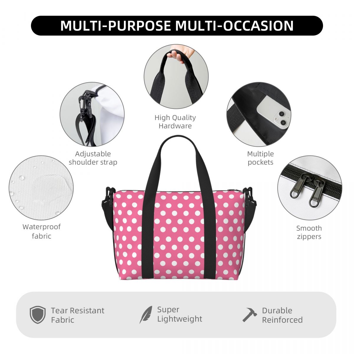 Rosa gepunktete Tragetasche, g – Luxury Bags Luggage Bewertung und Preis